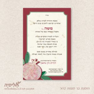הזמנה בר מצווה מס' 12א