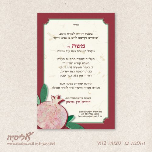 הזמנה בר מצווה מס' 12א