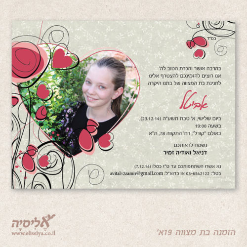 הזמנה בת מצווה מס' 19א